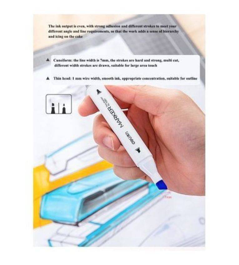 Deli Coffret de 24 Marqueurs Professionnels – Feutres à Double Pointe (1mm & 7mm) à Encre Alcool pour Dessin, Croquis et Illustration